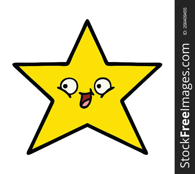 cute cartoon of a gold star. cute cartoon of a gold star