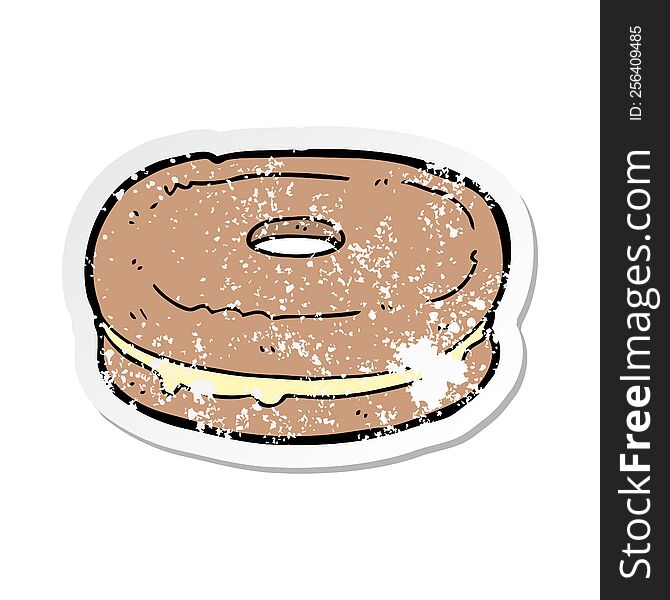 Distressed Sticker Of A Cartoon Biscuit