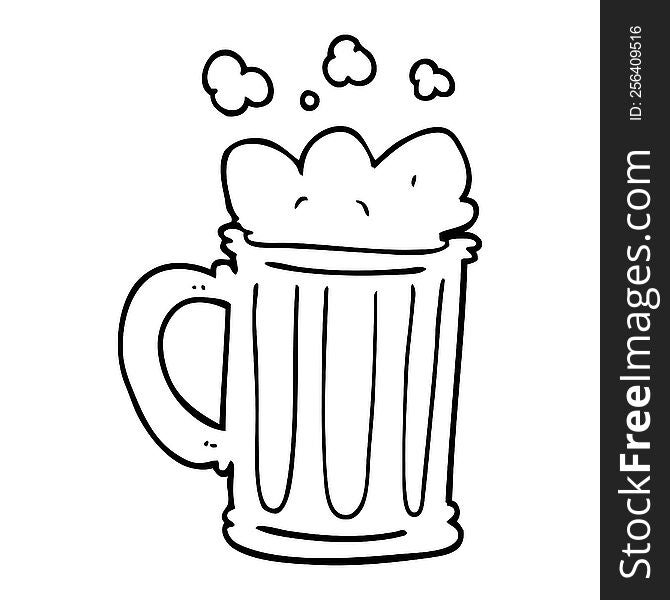 line drawing cartoon pint of beer