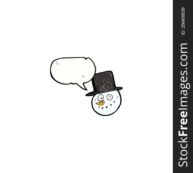 Cartoon Snowman With Top Hat