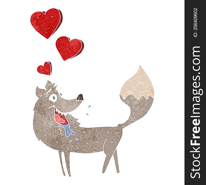 Retro Cartoon Wolf In Love