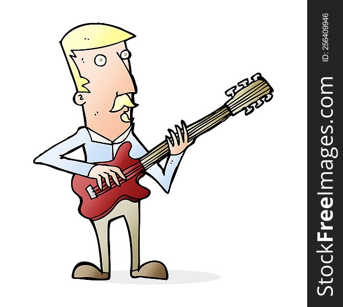 cartoon man playing electric guitar