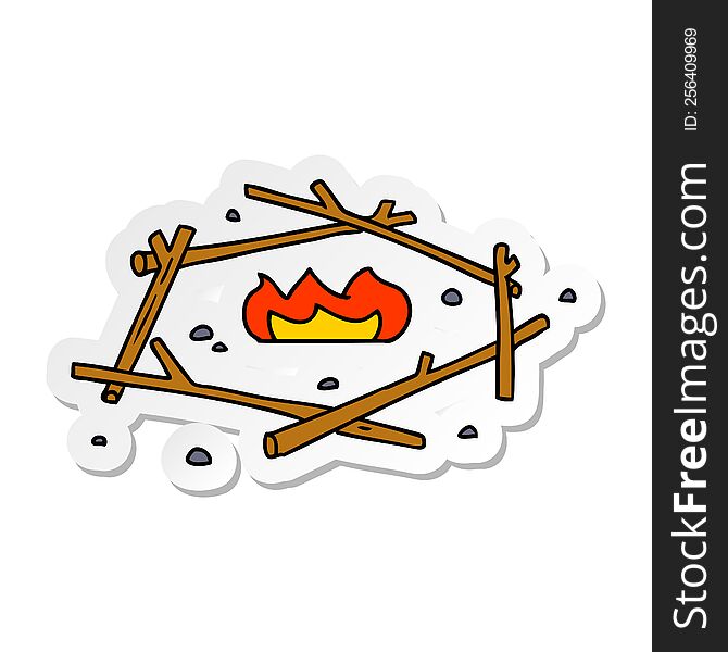 hand drawn sticker cartoon doodle of a camp fire