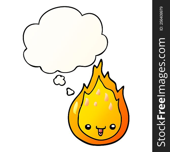 Cartoon Flame And Thought Bubble In Smooth Gradient Style