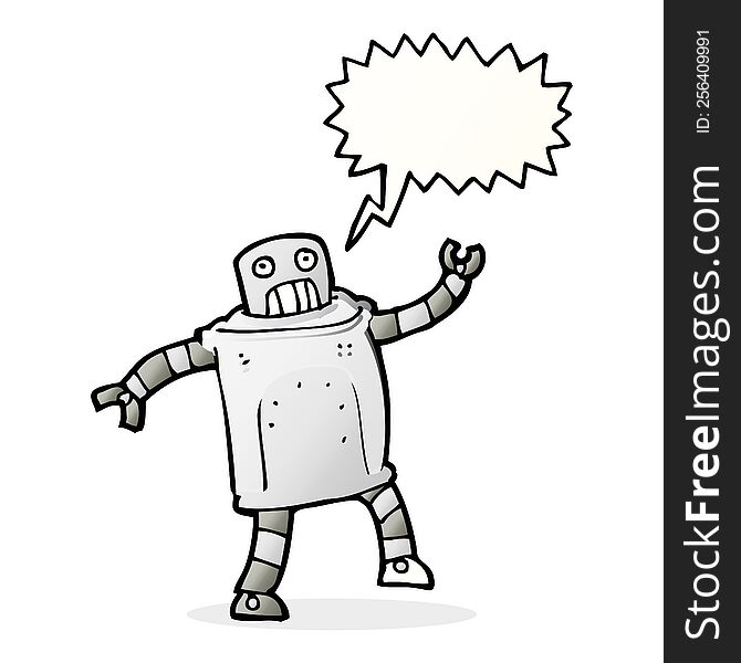 cartoon robot with speech bubble