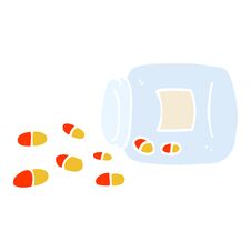 Flat Color Illustration Cartoon Jar Of Pills Royalty Free Stock Photos