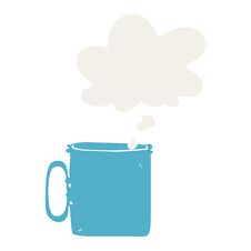 Cartoon Camping Cup Of Coffee And Thought Bubble In Retro Style Stock Photo Cartoon Camping Cup Of Coffee And Thought Bubble In Retro Style Stock Photo