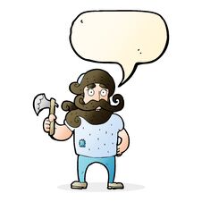 Free Cartoon Lumberjack With Axe With Speech Bubble Stock Photo - 256416490