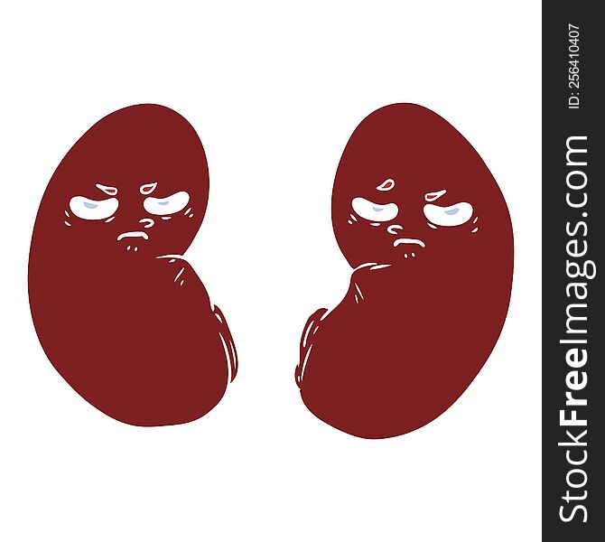 Flat Color Style Cartoon Irritated Kidneys