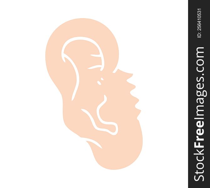 Flat Color Illustration Of A Cartoon Human Ear