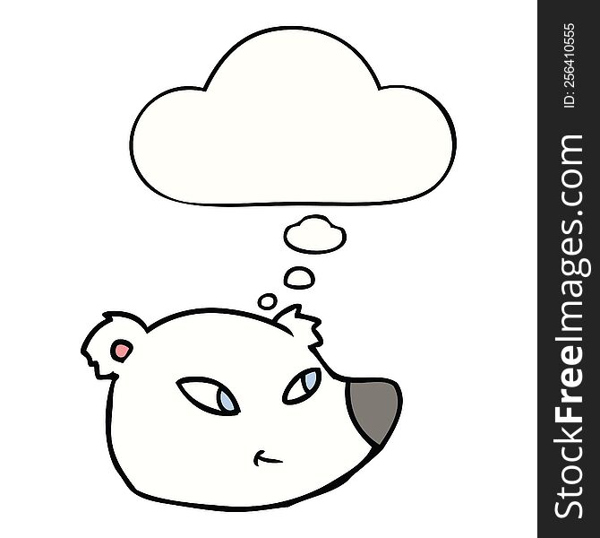 cartoon polar bear face with thought bubble. cartoon polar bear face with thought bubble
