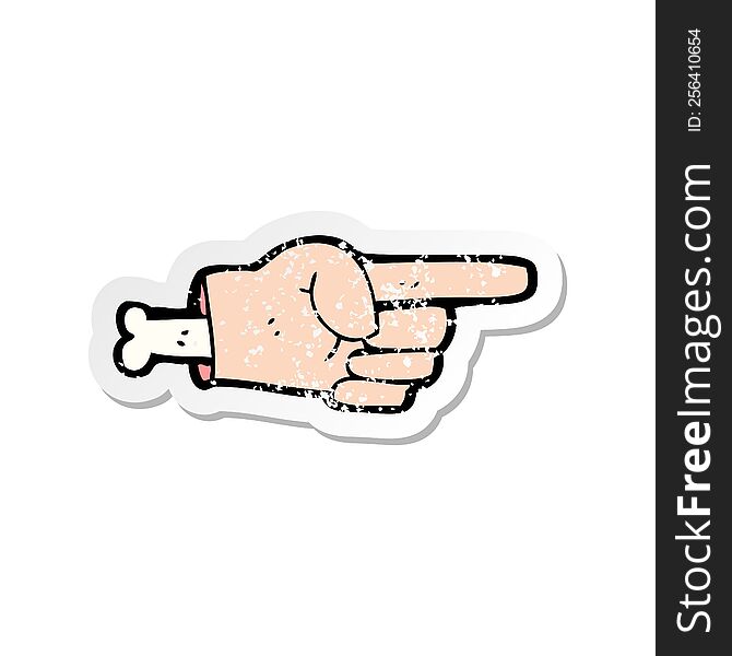Retro Distressed Sticker Of A Cartoon Pointing Hand Symbol