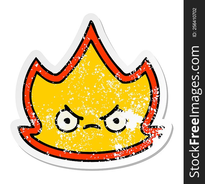 distressed sticker of a cute cartoon fire flame