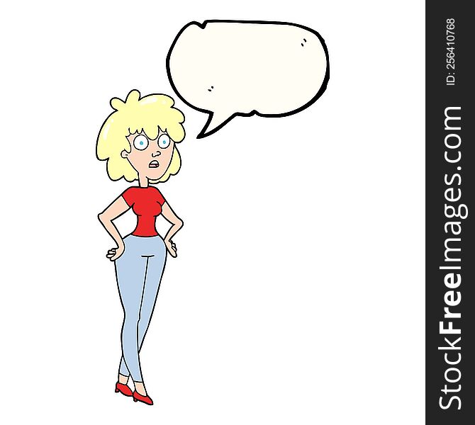 freehand drawn speech bubble cartoon surprised woman