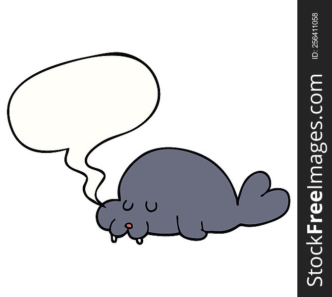 Cartoon Walrus And Speech Bubble