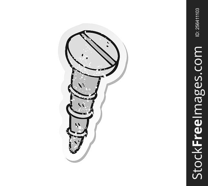 retro distressed sticker of a cartoon screw
