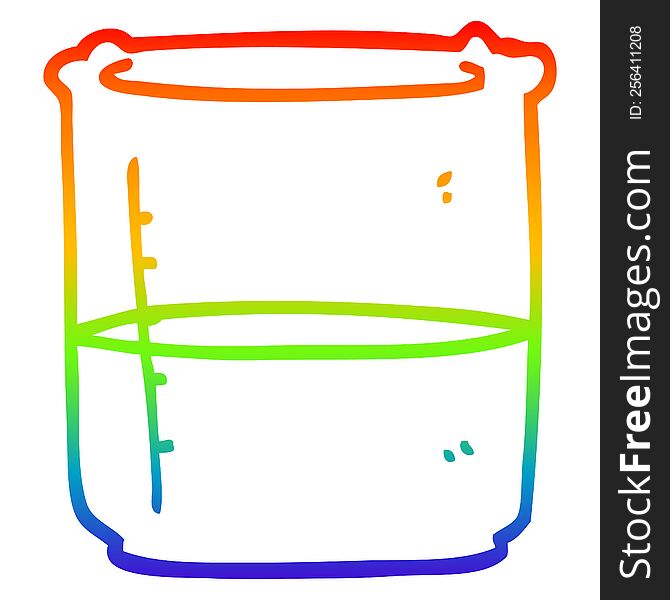 rainbow gradient line drawing of a cartoon science beaker