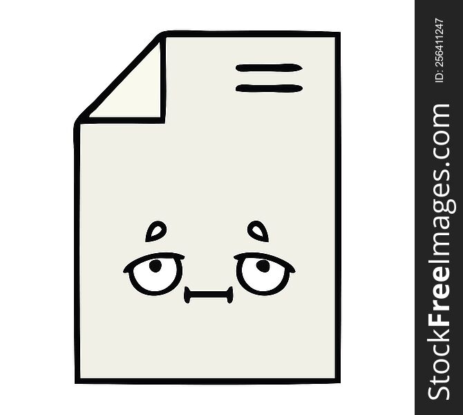 cute cartoon of a sheet of paper. cute cartoon of a sheet of paper