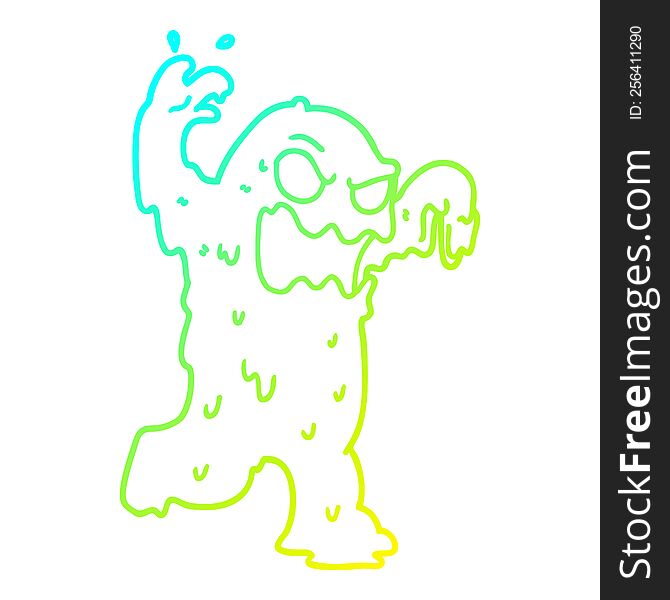 cold gradient line drawing of a cartoon slime monster