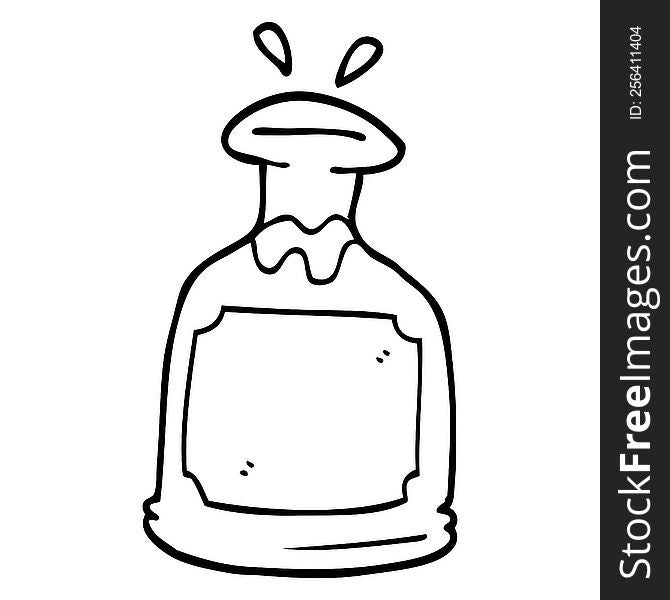 line drawing cartoon glass decanter