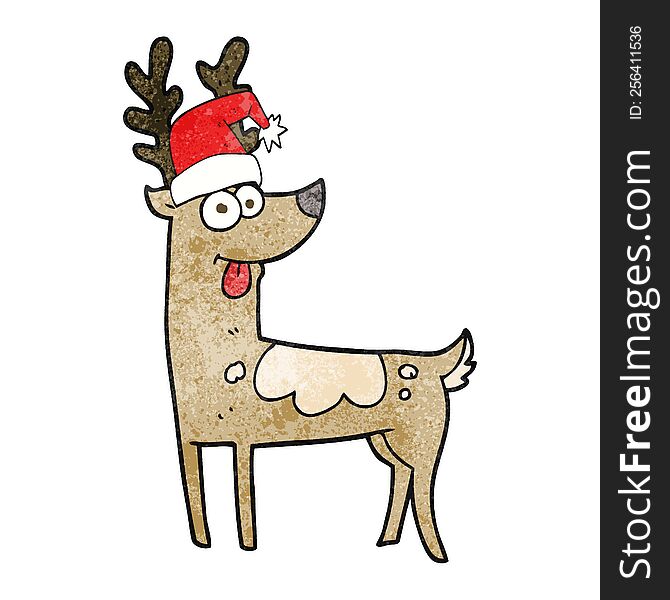 freehand textured cartoon crazy reindeer