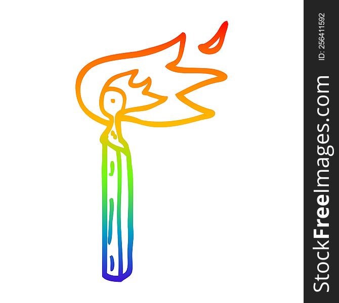 rainbow gradient line drawing of a cartoon lit match