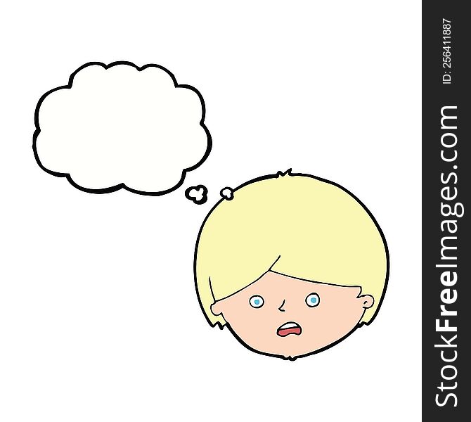 Cartoon Unhappy Boy  With Thought Bubble