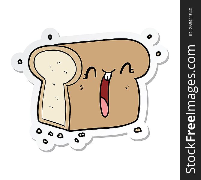 sticker of a cartoon laughing loaf of bread