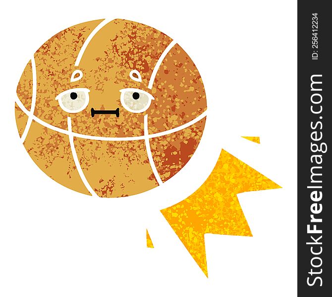 retro illustration style cartoon of a basketball