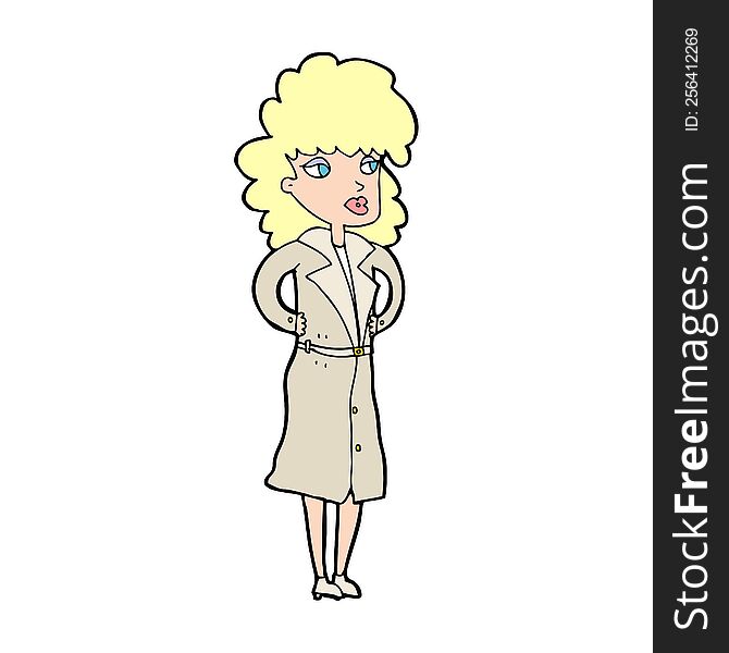 Cartoon Woman In Trench Coat