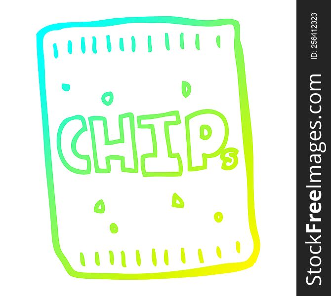 cold gradient line drawing of a cartoon packet of chips