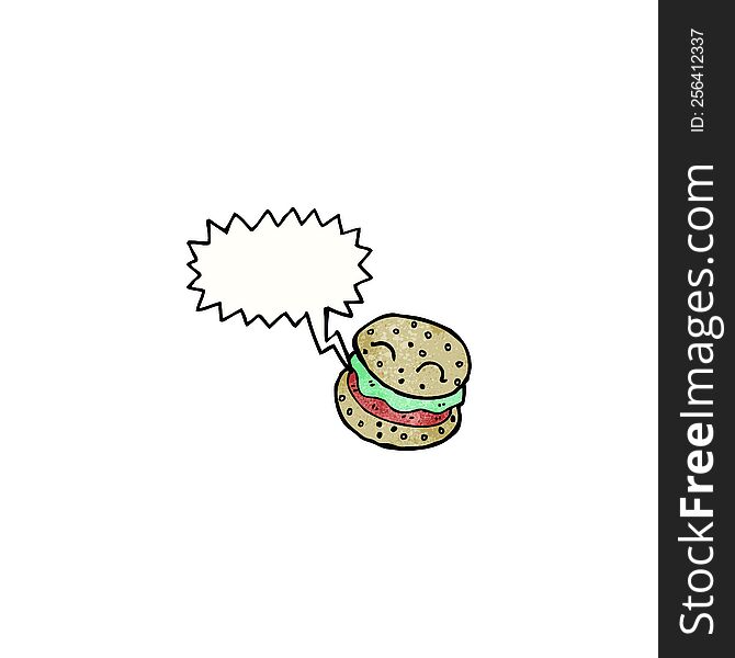 Cartoon Burger With Speech Bubble