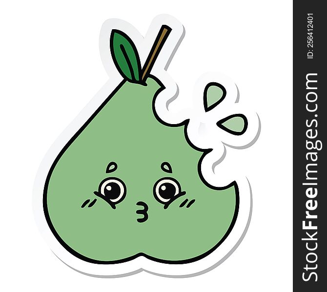 sticker of a cute cartoon pear