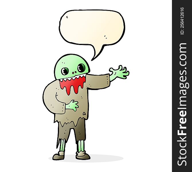 Cartoon Spooky Zombie With Speech Bubble