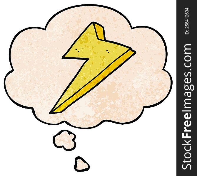cartoon lightning with thought bubble in grunge texture style. cartoon lightning with thought bubble in grunge texture style
