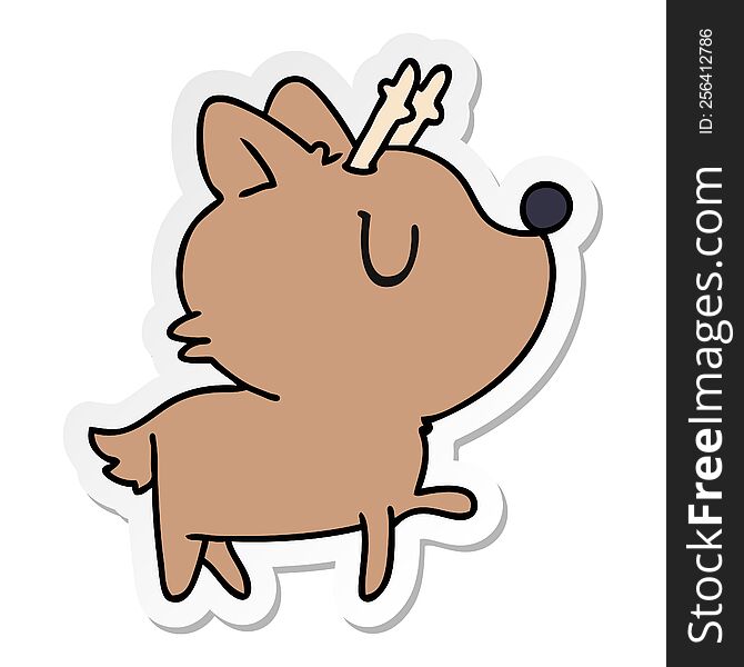 Sticker Cartoon Of  Kawaii Cute Deer