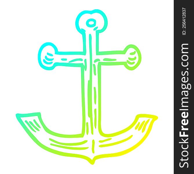 cold gradient line drawing cartoon ships anchor