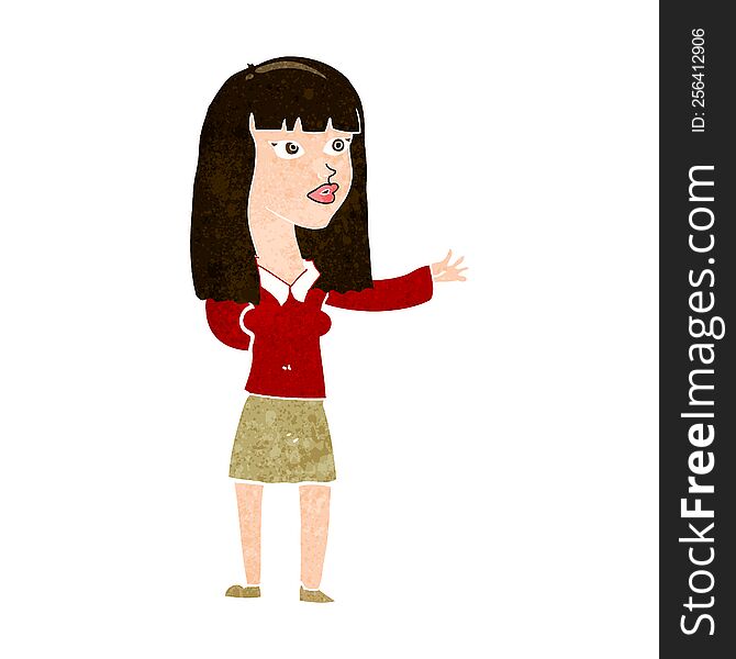 cartoon woman gesturing to show something