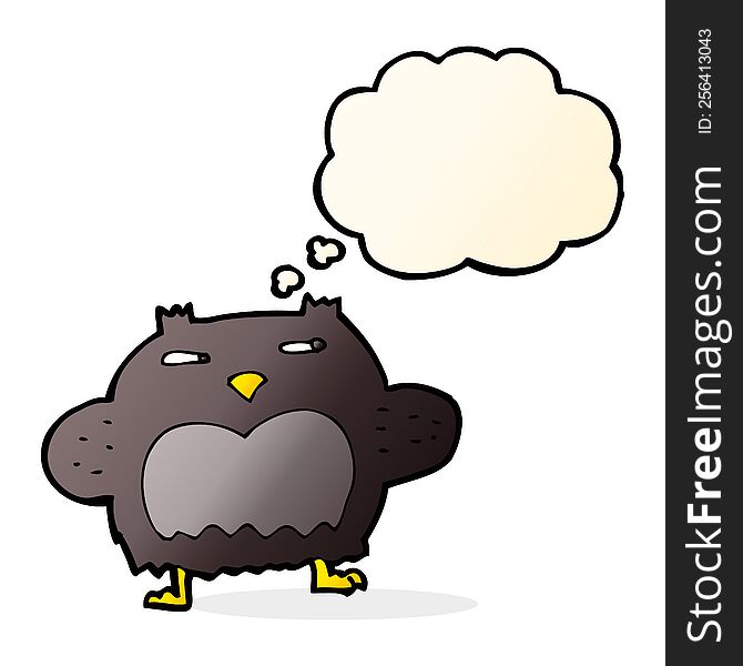 Cartoon Suspicious Owl With Thought Bubble