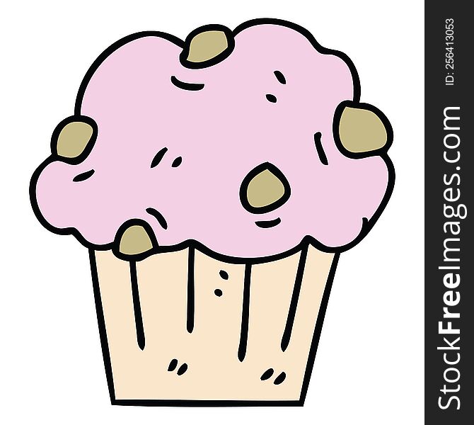 Quirky Hand Drawn Cartoon Muffin Cake