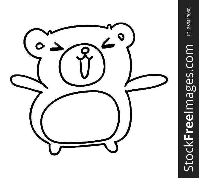 line drawing illustration kawaii cute teddy bear. line drawing illustration kawaii cute teddy bear
