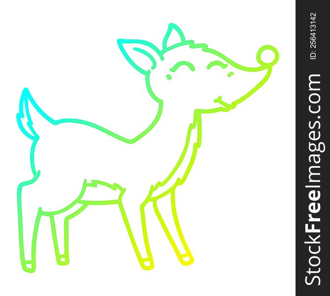 Cold Gradient Line Drawing Cartoon Deer