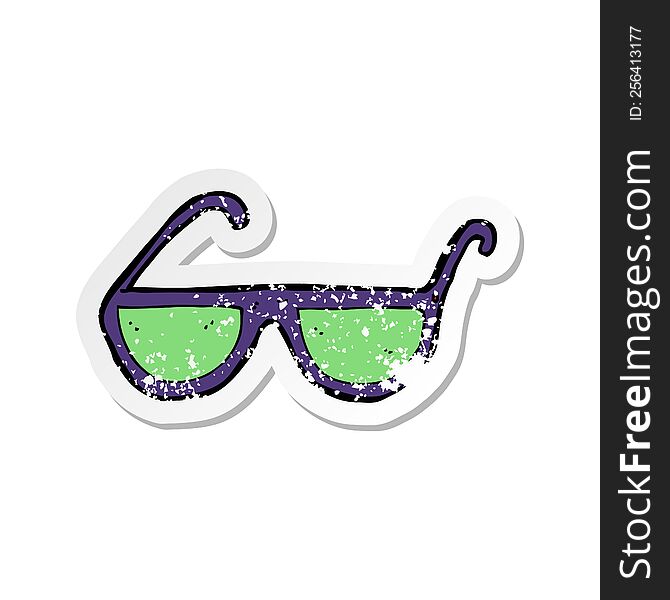 Retro Distressed Sticker Of A Cartoon Sunglasses
