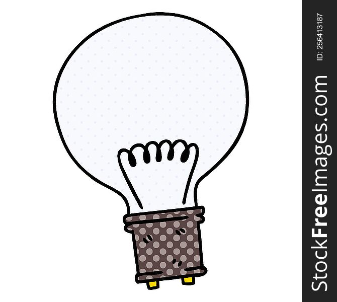 comic book style quirky cartoon light bulb. comic book style quirky cartoon light bulb
