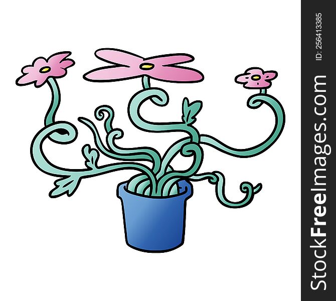 Gradient Cartoon Doodle Of A Flower Plant