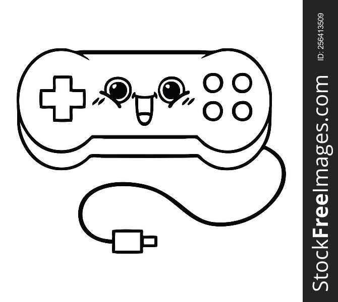 line drawing cartoon of a game controller