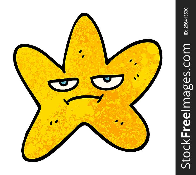 Grunge Textured Illustration Cartoon Star Fish