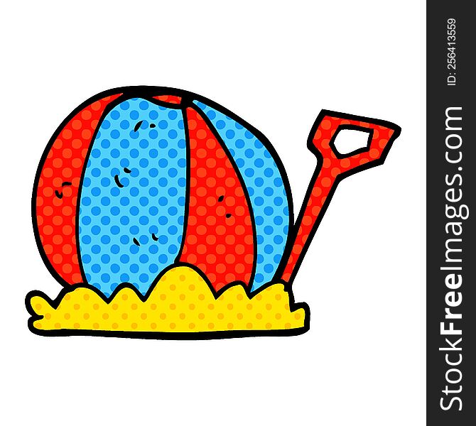 cartoon doodle beachball and spade