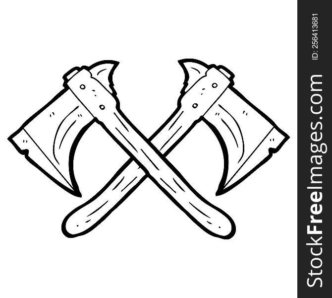 Black And White Cartoon Crossed Axes