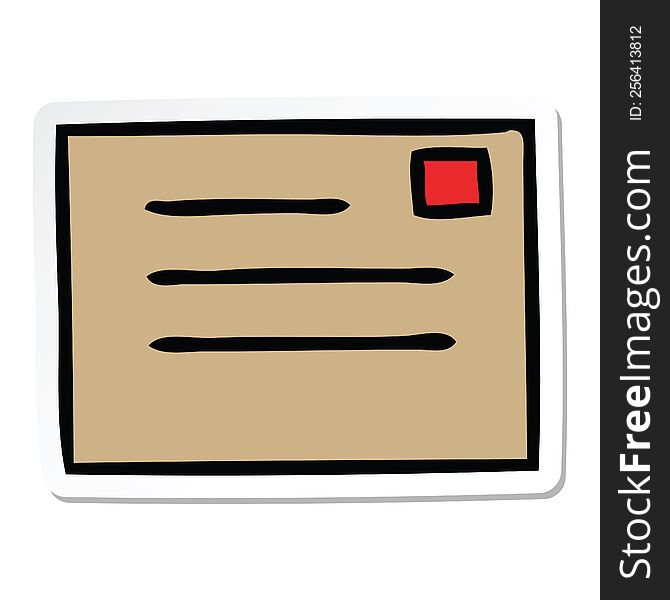 Sticker Of A Cute Cartoon Paper Envelope